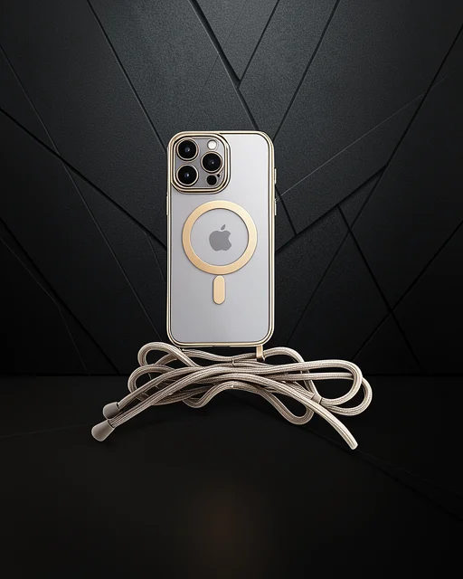 Apple İphone 12 Pro Max Kılıf Divo Lazer Askılı Magsafe Kapak - Gold