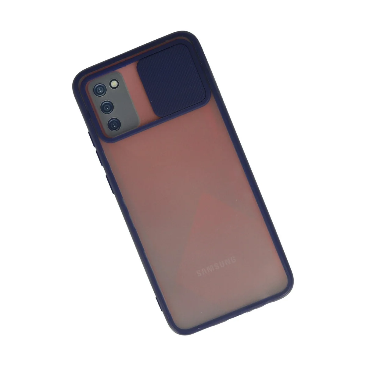 Samsung Galaxy A02s Kılıf Palm Buzlu Kamera Sürgülü Silikon - Lacivert görsel 2