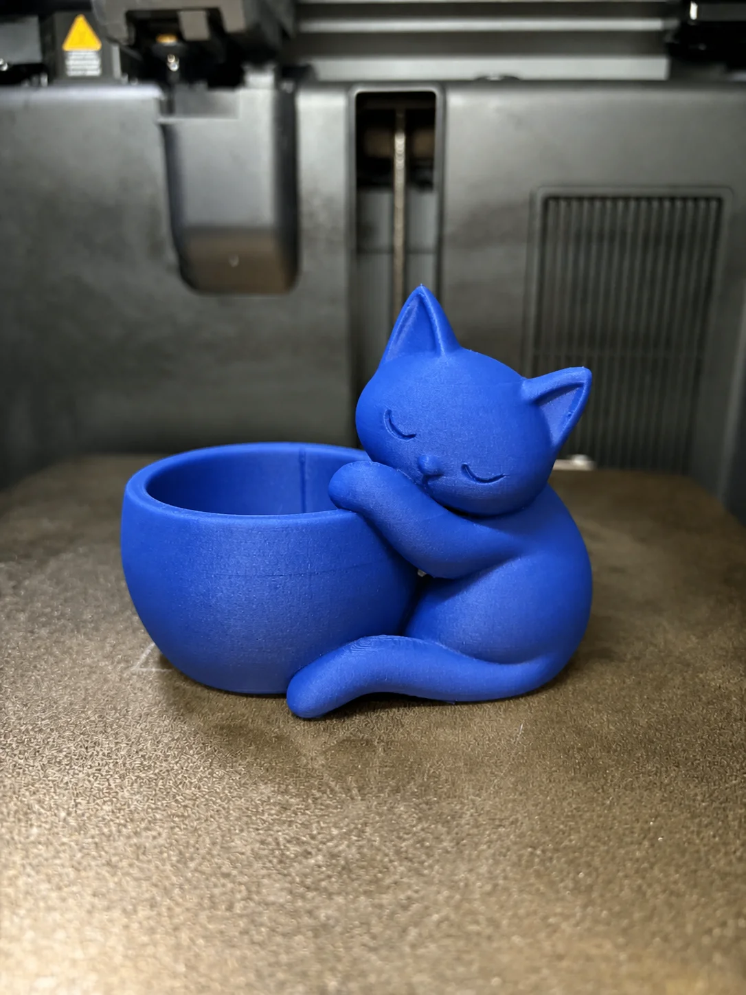 3D Baskı Sarılan Kedi Saksı - Sevimli Dekoratif Saksı - Mavi görsel 2