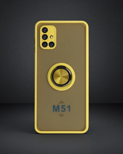Samsung Galaxy M51 Kılıf Montreal Yüzüklü Silikon Kapak - Sarı
