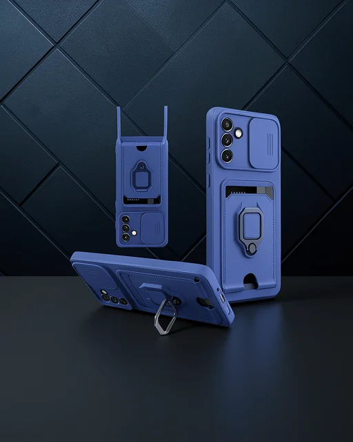Samsung Galaxy A04s Kılıf Zuma Kartvizitli Yüzüklü Silikon - Lacivert