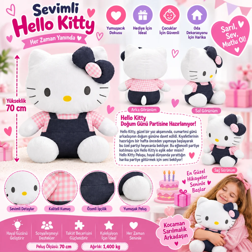 1006316 Peluş Tulumlu Fiyonklu 70CM Hkty (adet Fiyatıdır.) görsel 2