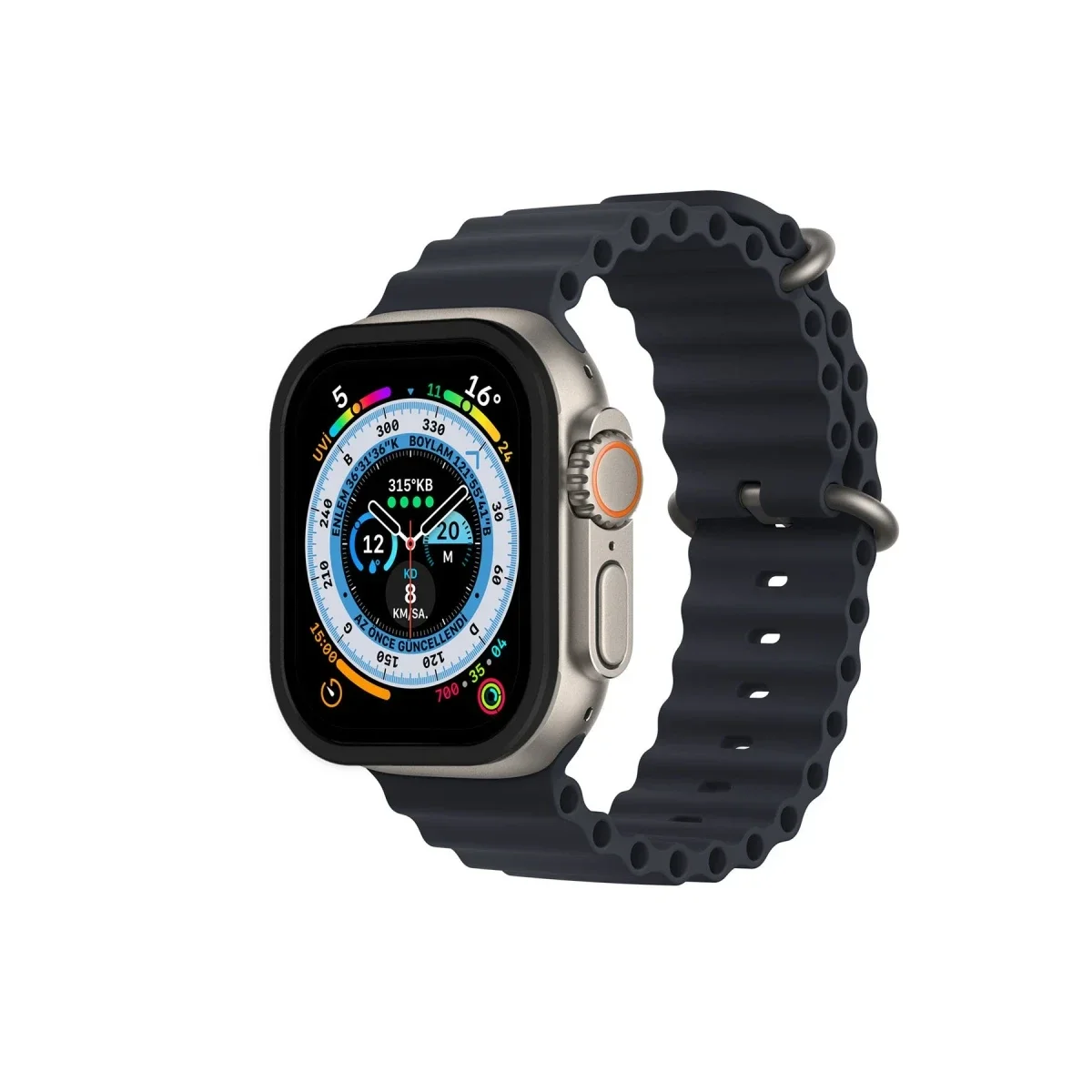 Apple Watch Ultra 49mm Alüminyum Kasa Cam Ekran Koruyucu - Siyah görsel 2