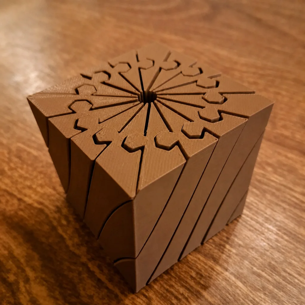 3D Baskı Twisting Küp - Mekanik Dönen Bulmaca Küpü-Kahverengi