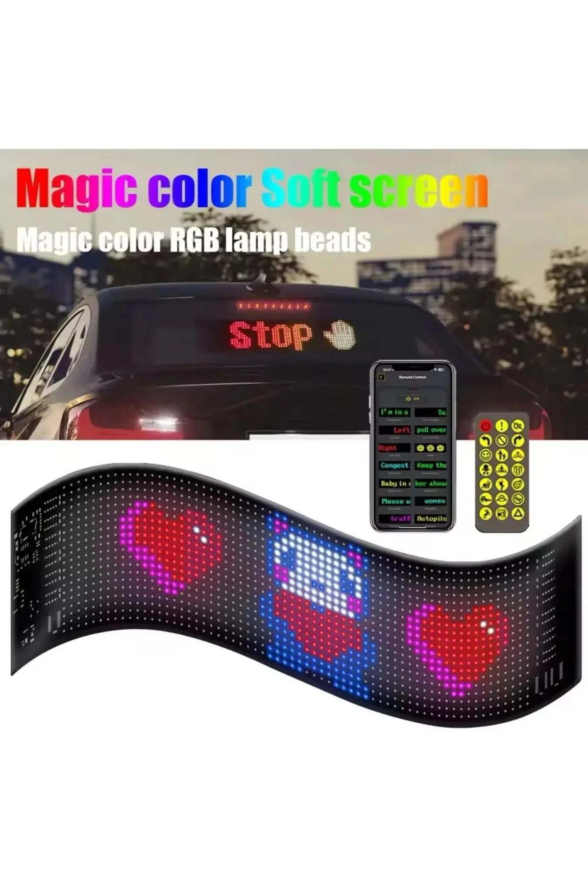 Led Ekran Matrix Panel Cama Yapışan En Büyük Boy 16X96 led sayısı Araba Yazısı 12cm-59.5cm görsel 3