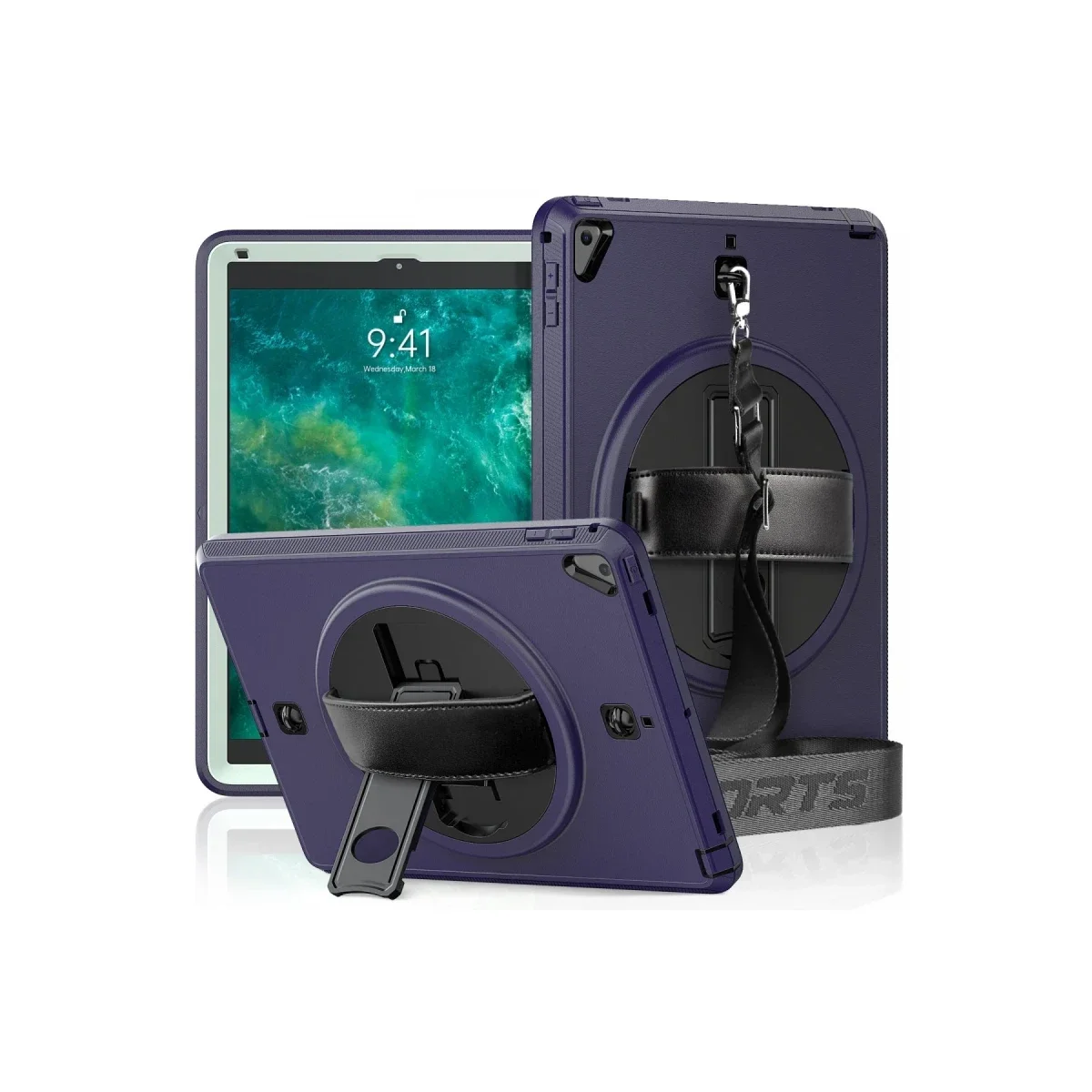 Apple iPad 5 Air 9.7 Kılıf Strap-C Otterbox Tablet Kapak - Lacivert