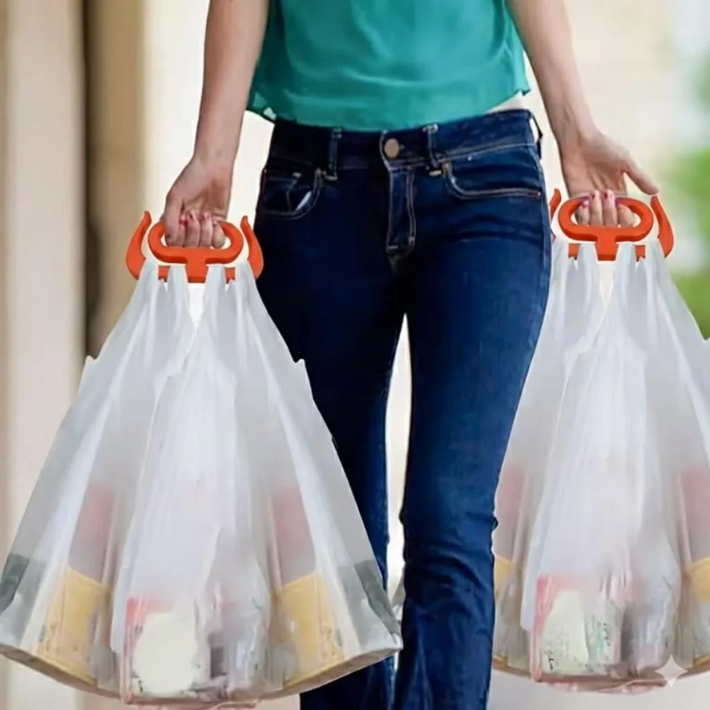 '' Ergonomik Poşet Taşıma Aparatı – Ağır Yük Taşıyıcı Tutacak, Elden Kesme Yapmayan Kolay Taşıma Kancası, Market ve Alışveriş Çantası Taşıyıcısı görsel 3