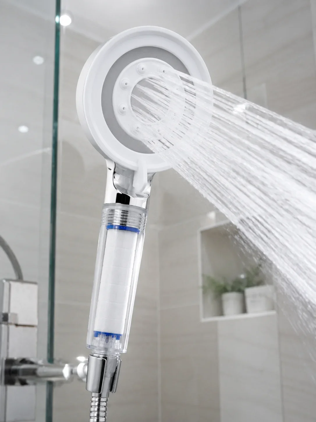 Şeffaf Filtre Hazneli Duş Başlığı Güçlü Akışlı Pratik Banyo Duşu görsel 5