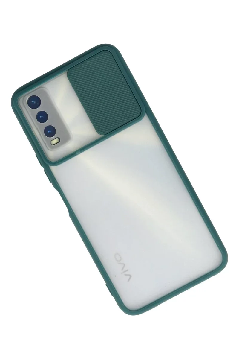 Vivo Y11S Kılıf Palm Buzlu Kamera Sürgülü Silikon - Yeşil görsel 2