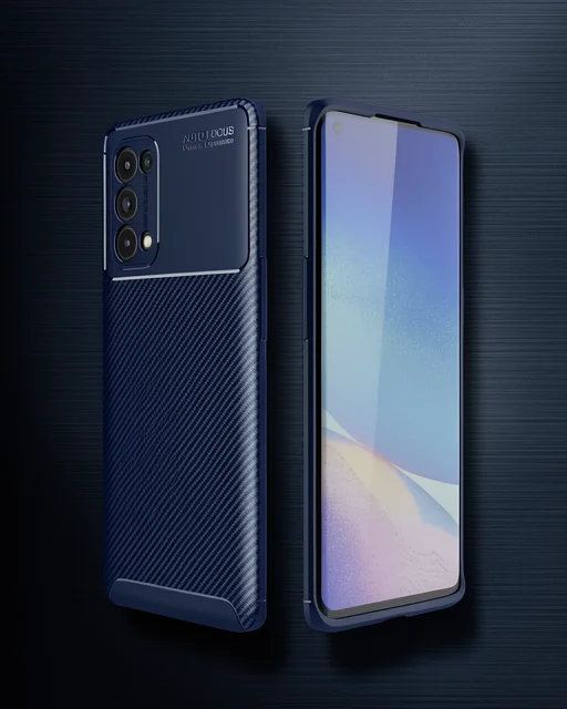 Oppo Reno 5 Pro Kılıf Auto Focus Karbon Kapak - Lacivert