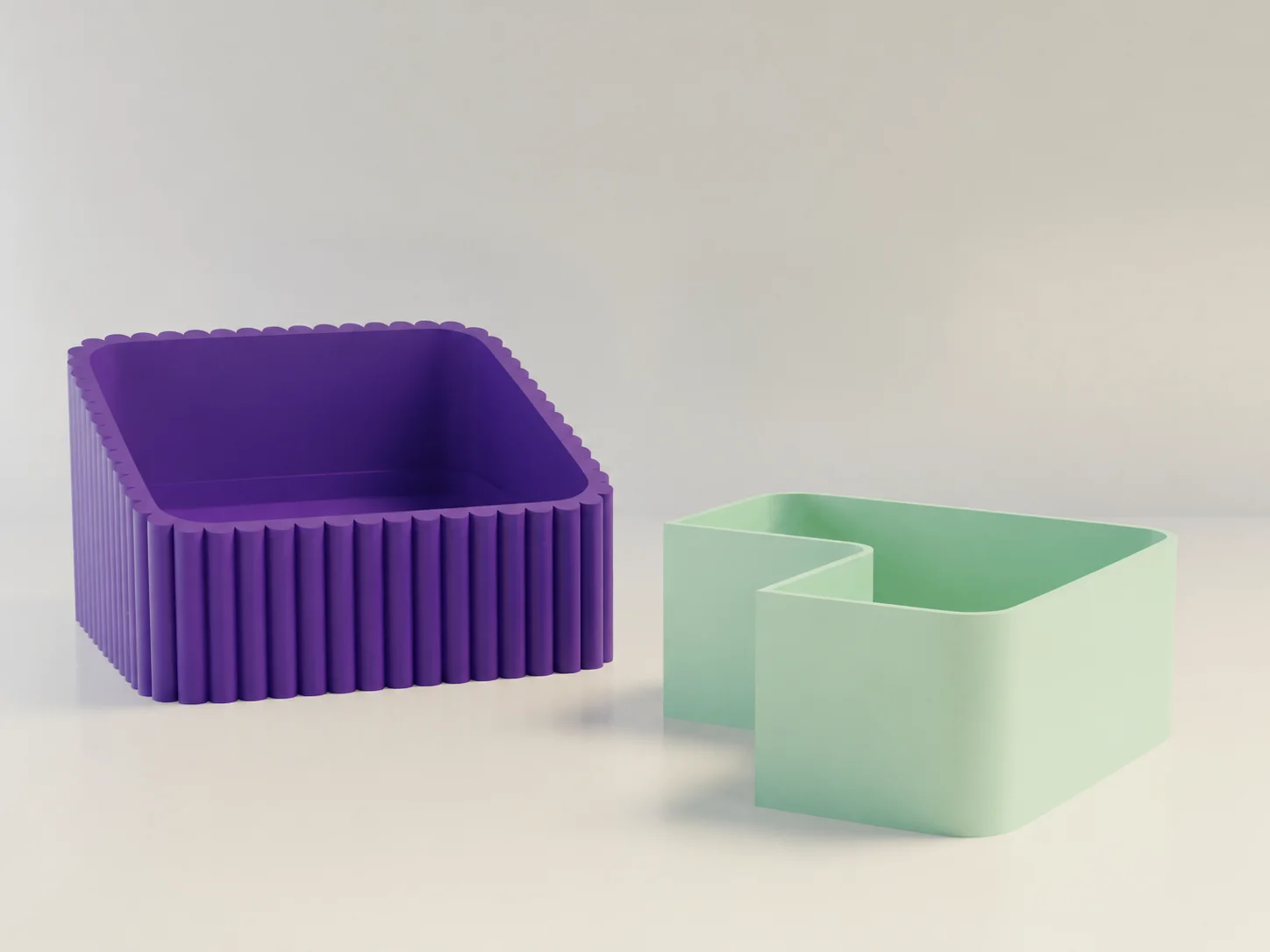 3D Baskı Fıstık Kasesi - Çift Hazneli Kabuk Ayırıcı Sunum Kasesi - Mor Mint görsel 2