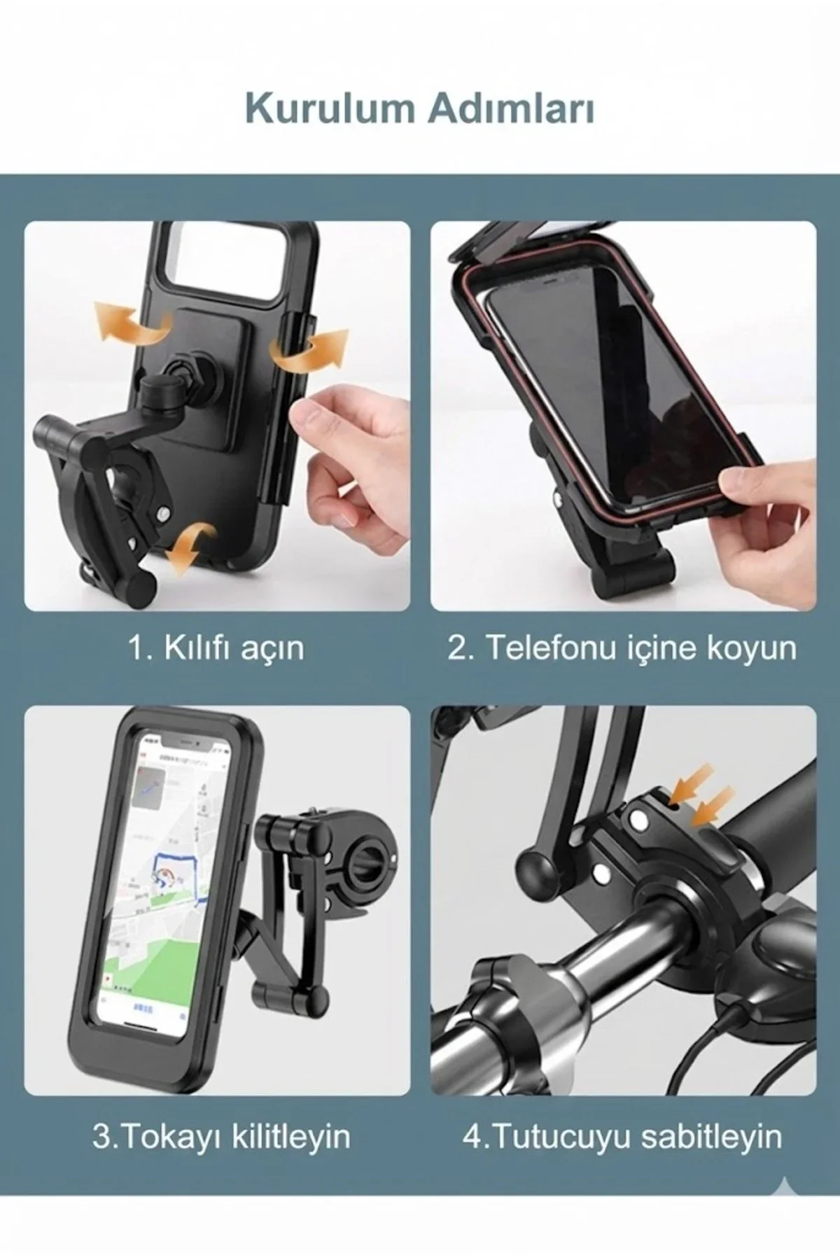 Motosiklet Bisiklet Su Geçirmez Manyetik Telefon Tutucu Gidon Navigasyon Kılıfı görsel 2