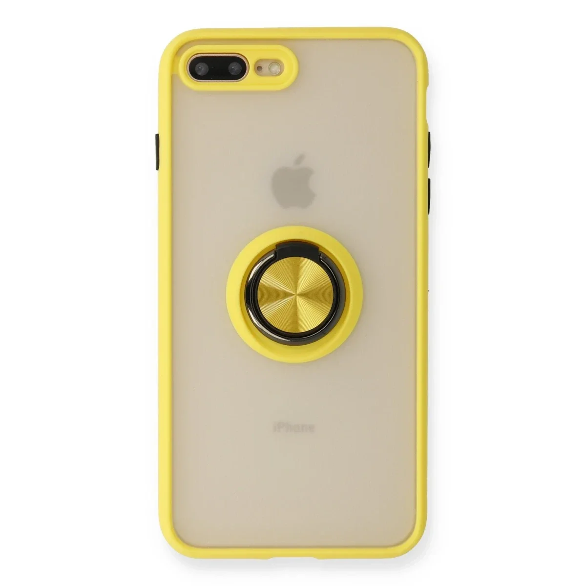 Apple iPhone 7 Plus Kılıf Montreal Yüzüklü Silikon Kapak - Sarı
