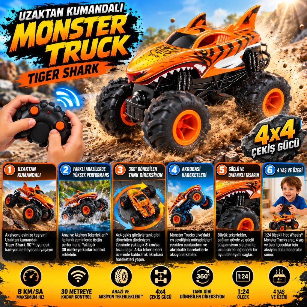 HNV03 RC 1:24 Tiger Shark Uzaktan Kumandalı Araç (adet fiyatıdır) görsel 2