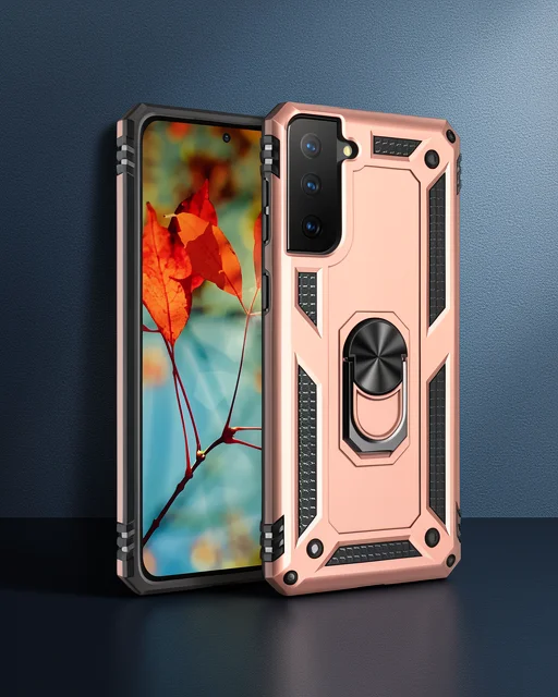 Samsung Galaxy S21 Kılıf Sofya Yüzüklü Silikon Kapak - Rose
