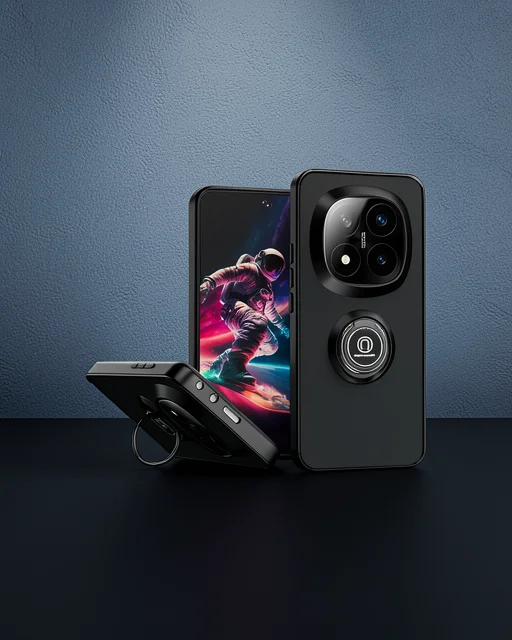 Xiaomi Redmi Note 14 Pro Plus Kılıf Montreal Yüzüklü Silikon Kapak - Siyah