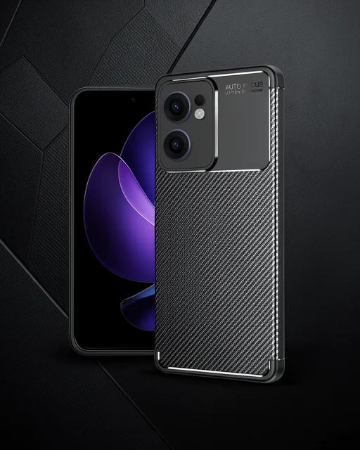 Oppo Reno 13f Kılıf Auto Focus Karbon Kapak - Siyah