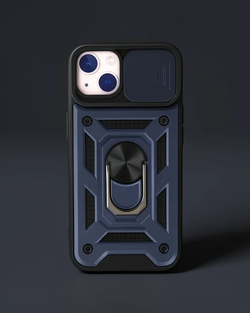 Apple İphone 15 Kılıf Pars Lens Yüzüklü Silikon - Lacivert