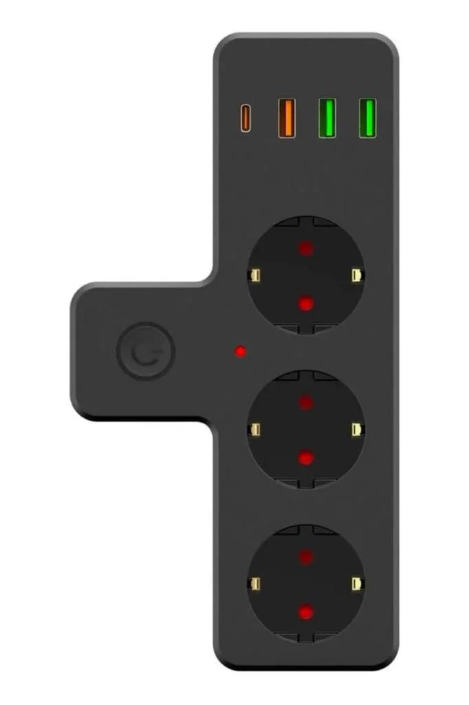 Yumurcak Shop Termal Akım Korumalı 3 Adet Soket,3 Adet USB ve 1 Adet Type-C Girişli 20w Priz Model 3397(adet fiyatıdır) görsel 3