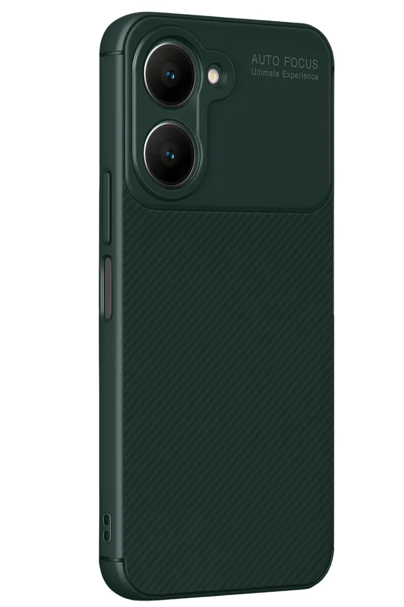 Vivo Y18 Kılıf Auto Focus Karbon Kapak - Koyu Yeşil
