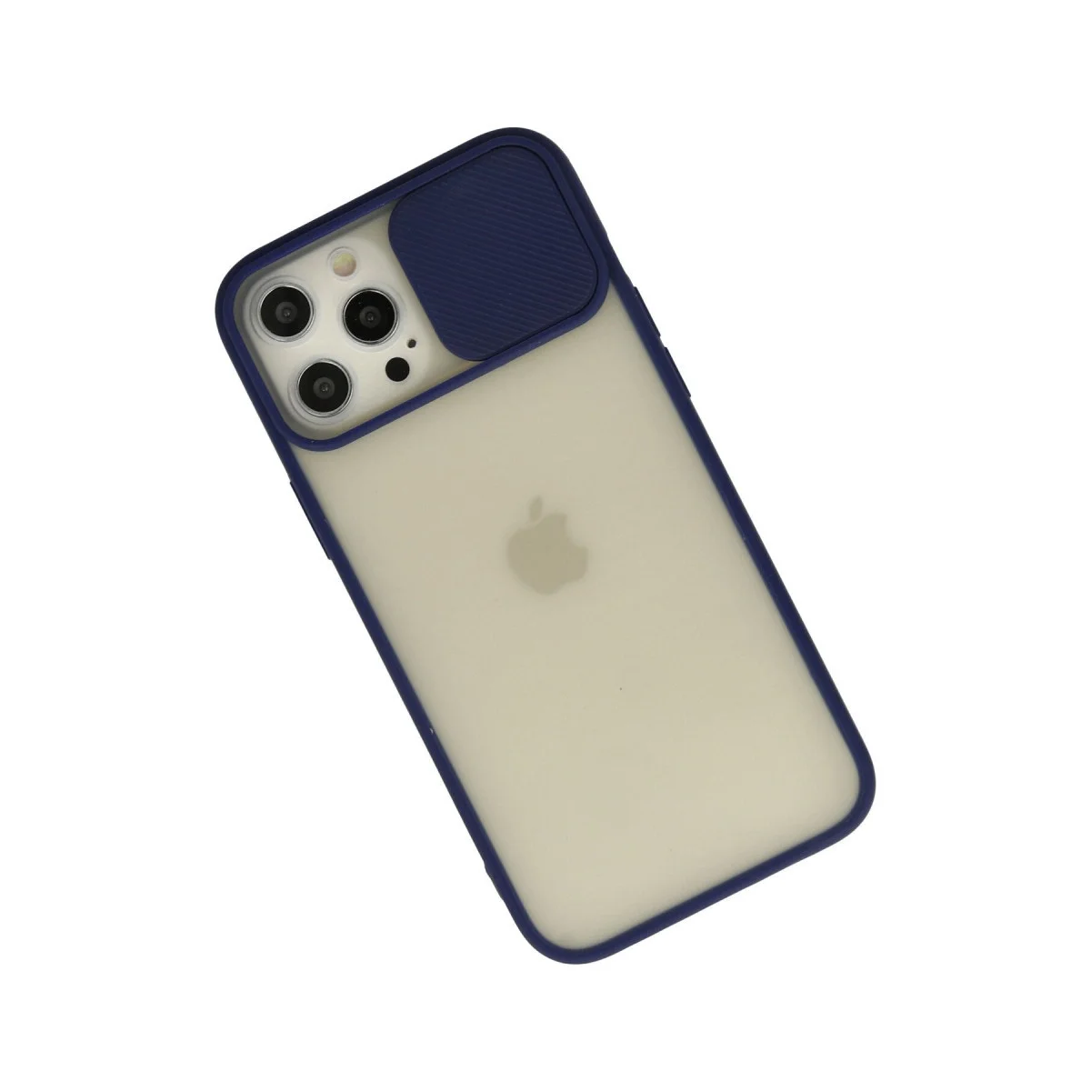 Apple İphone 12 Pro Max Kılıf Palm Buzlu Kamera Sürgülü Silikon - Lacivert görsel 2