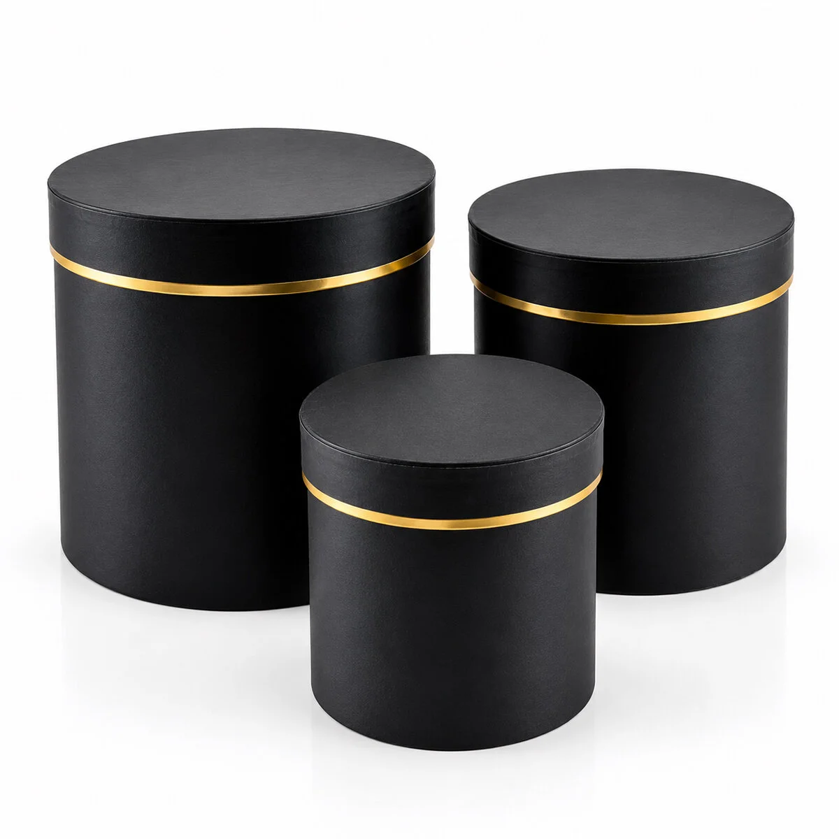 3PCS Yuvarlak Mat Renkli - Düz Renk Karton Hediye Kutusu 18-16-12CM görsel 2