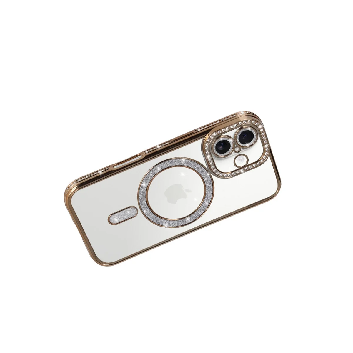Apple İphone 17 Joke Simli Magneticsafe Kılıf - Gold görsel 4