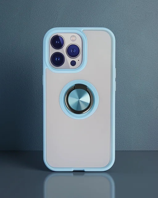 Apple İphone 13 Pro Kılıf Montreal Yüzüklü Silikon Kapak - Buz Mavi