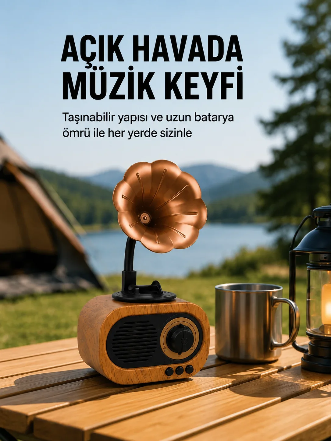 Taşınabilir ni Retro Radyo Bluetooth Hoparlör USB SD AUX Destekli Yeni Nesil