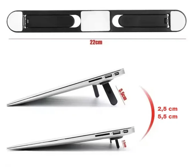 2 Kademeli Katlanabilir ve Yapışkanlı Laptop Standı Siyah görsel 2