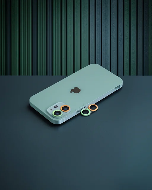 Apple İphone 12 Mini Renkli Kamera Lens Koruma Cam - Turuncu-yeşil
