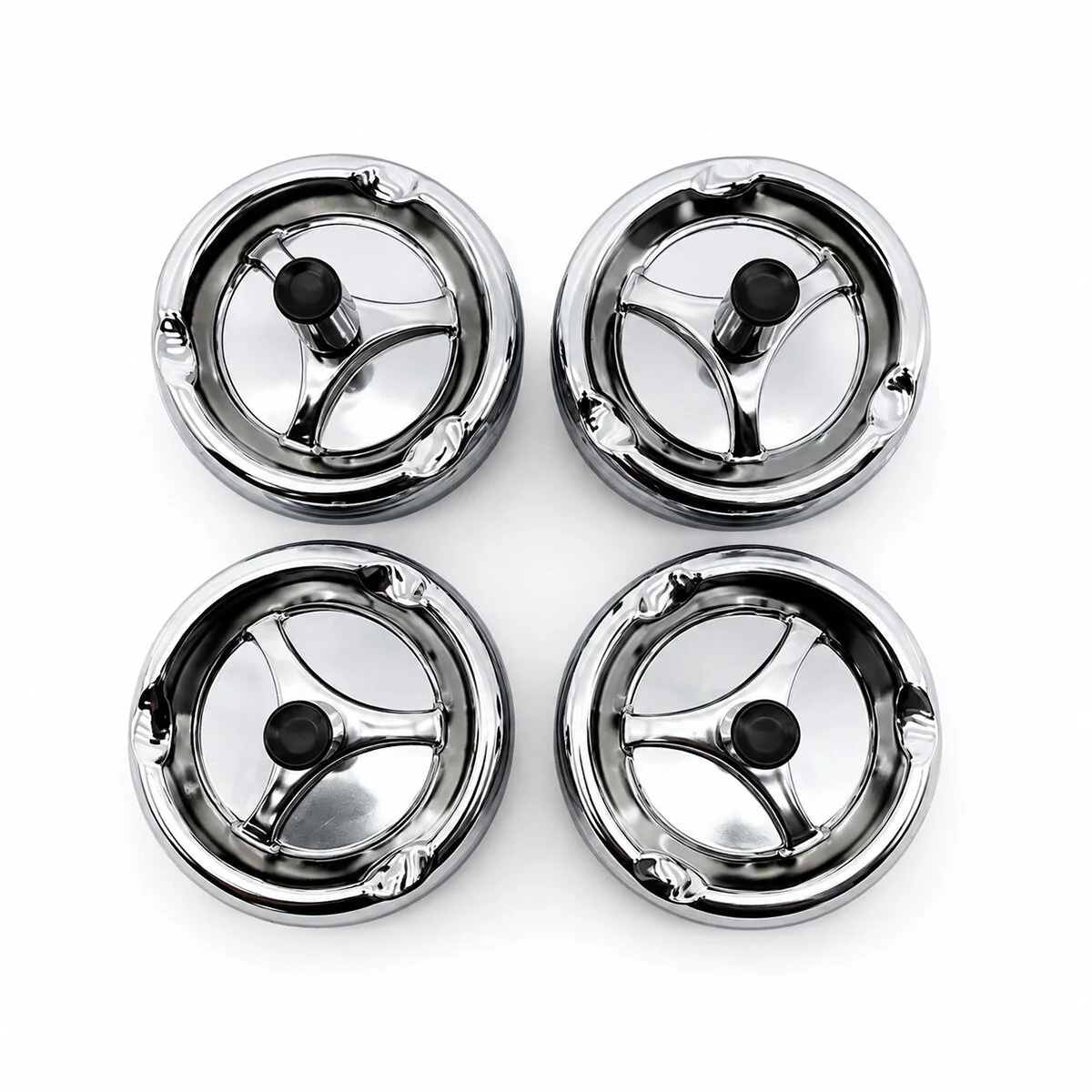 12 Adet Ashtray Yuvarlak - Basmalı Metal Küllük görsel 2