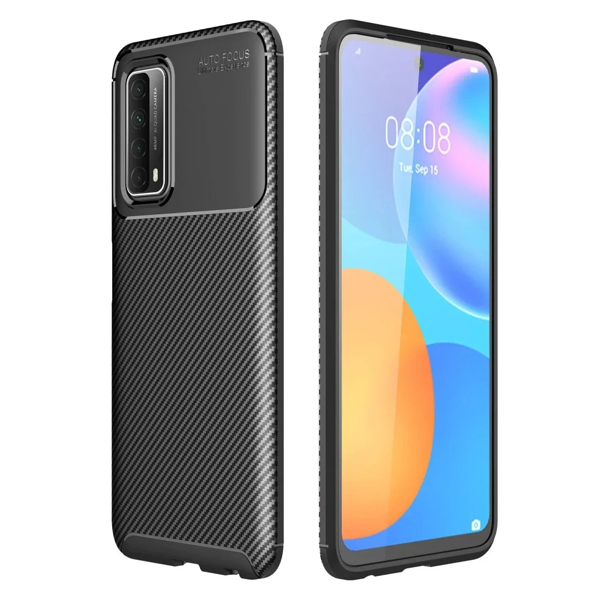 Huawei P Smart 2021 Kılıf Auto Focus Karbon Kapak - Siyah