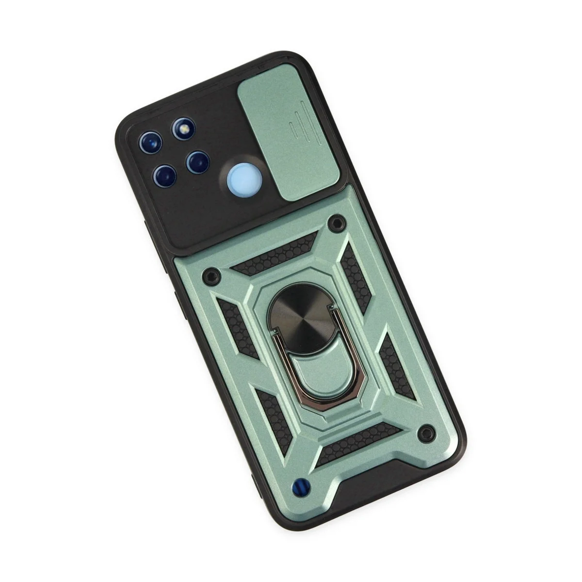 Realme C25y Kılıf Pars Lens Yüzüklü Silikon - Yeşil görsel 3