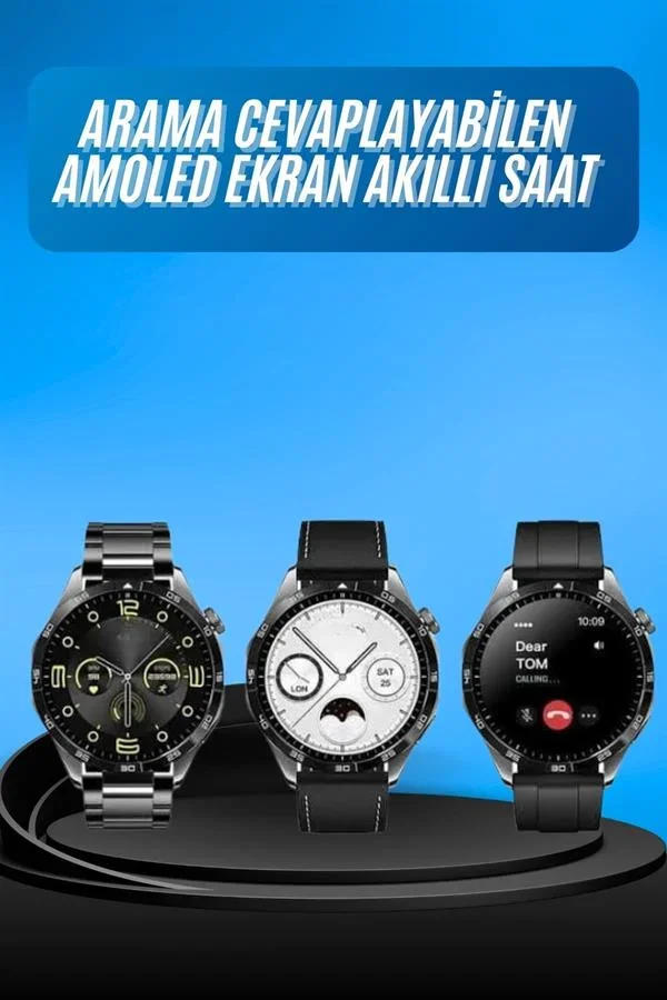Amoled Ekran 3 Kordonlu Akıllı Saat 5.0 Bluetooth Bağlantılı Android ve İOS Uyumlu görsel 2