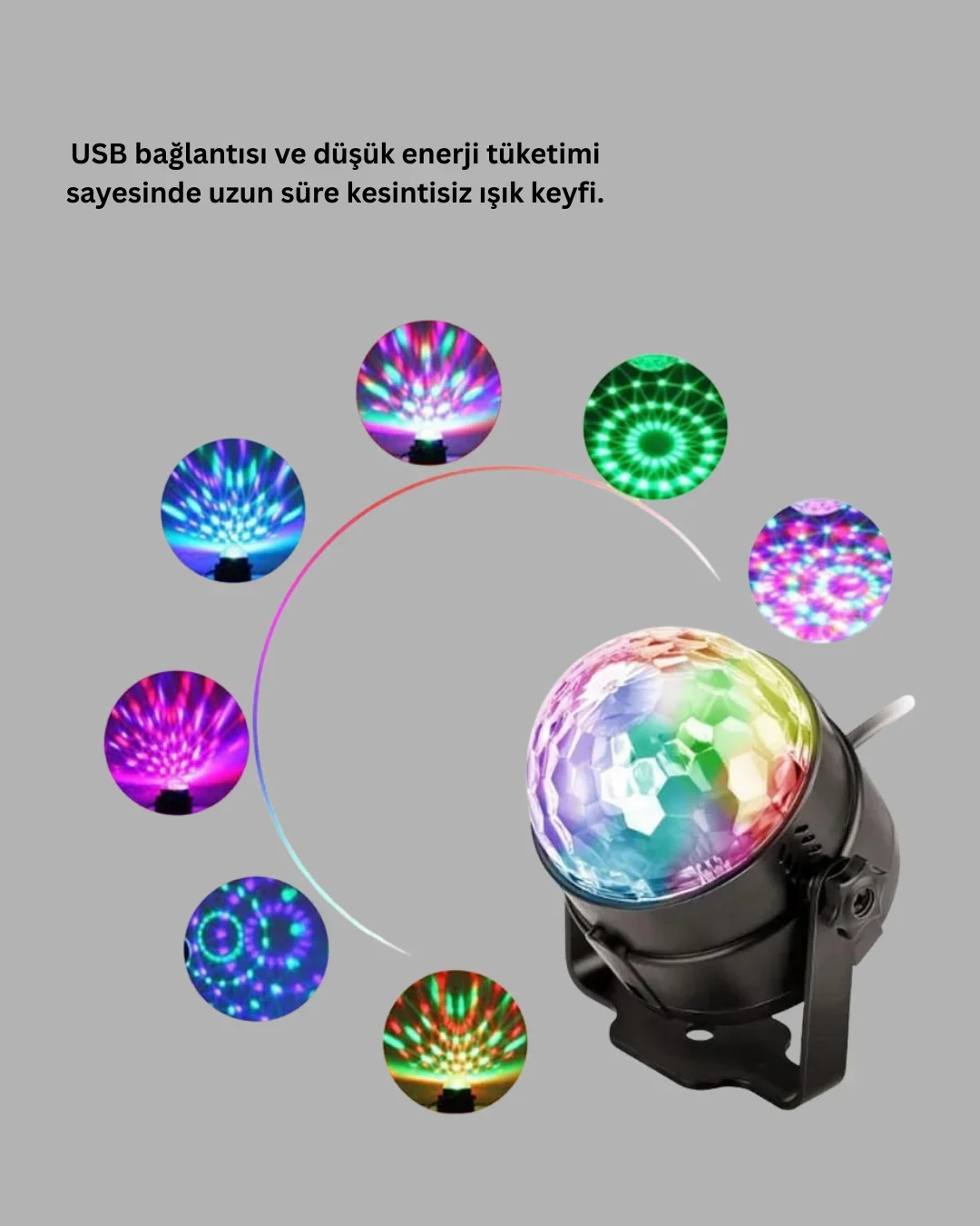 RGB LED Disko Küresi 7 Modlu Uzaktan Kumandalı görsel 5
