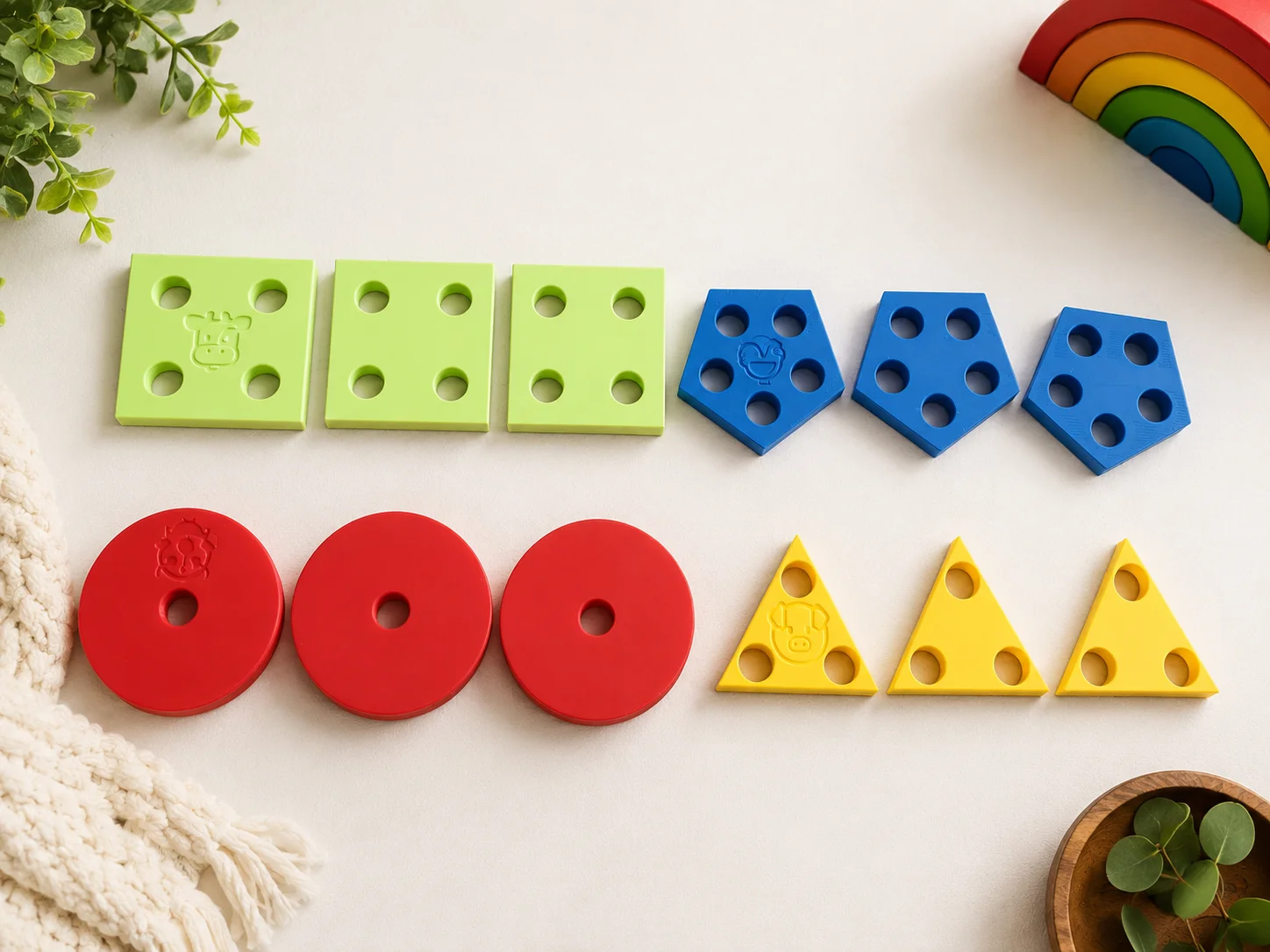 3D Baskı Montessori Şekil Eşleştirme Oyunu - Eğitici İnce Motor Beceri Seti görsel 4