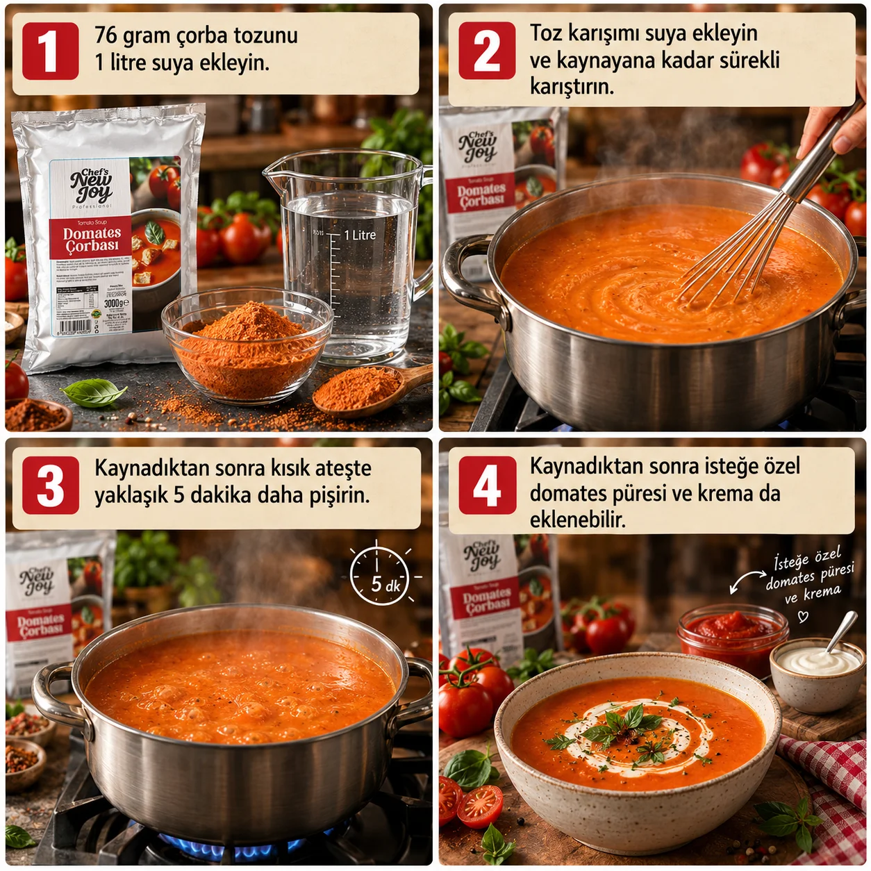 Domates Çorbası 3000 gr Tomato Soup Hazır Çorba görsel 3