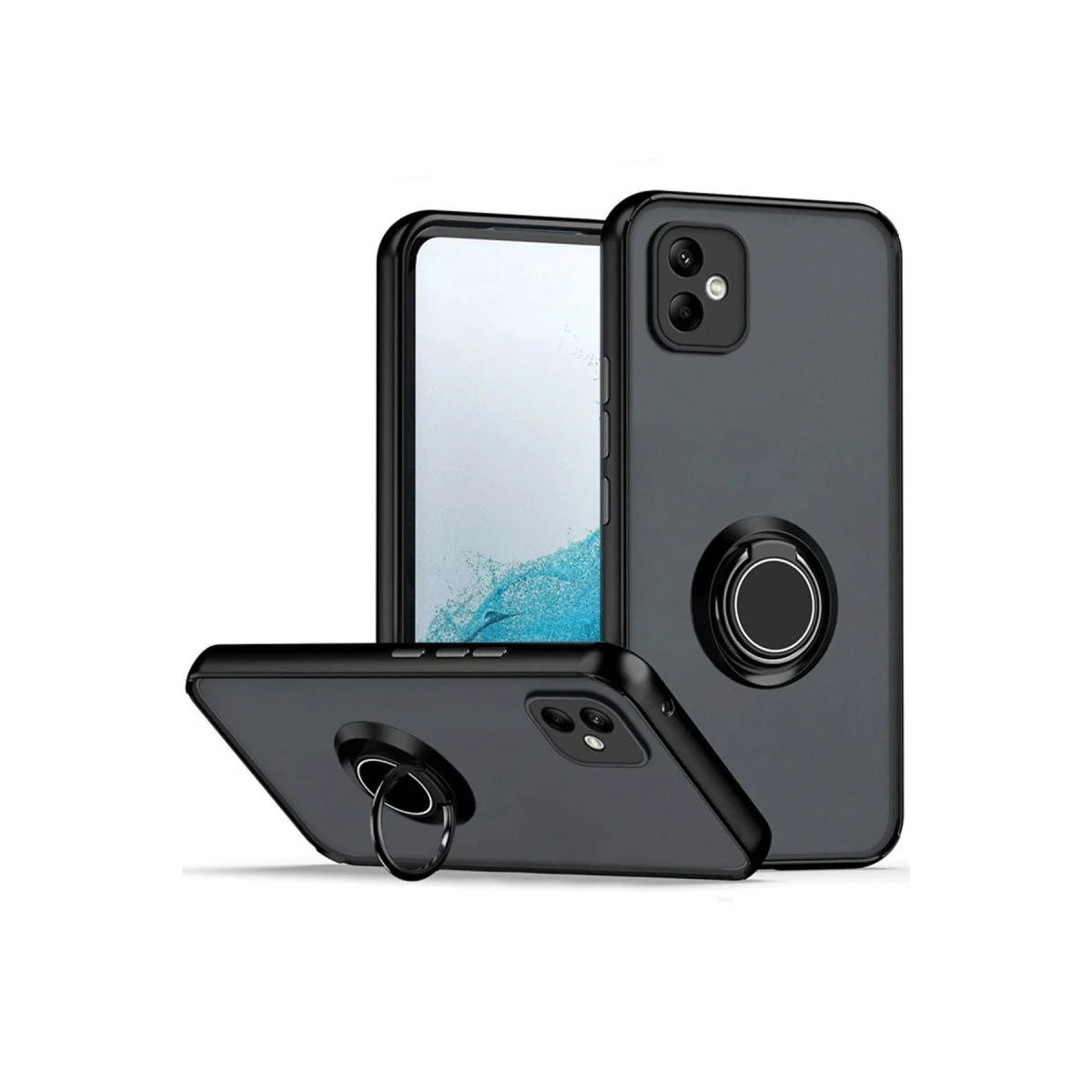 Samsung Galaxy A06 Kılıf Montreal Yüzüklü Silikon Kapak - Siyah