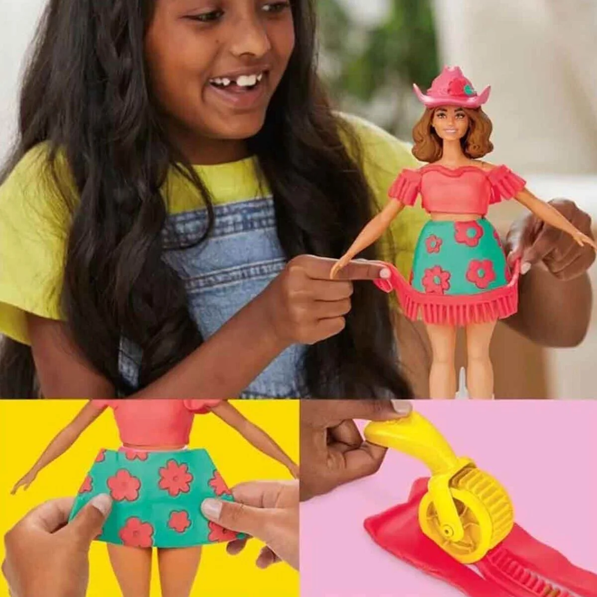 G1360 Play-Doh Barbie Çiçek Desenleri ve Püsküller Hamur Oyun Seti +3 yaş görsel 6