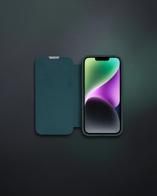 Apple İphone 13 Pro Max Kılıf Dolpin Kapaklı - Koyu Yeşil
