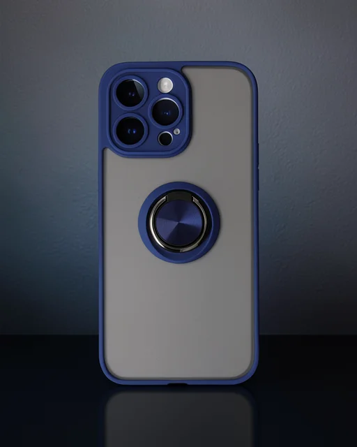 Apple İphone 14 Pro Kılıf Montreal Yüzüklü Silikon Kapak - Lacivert