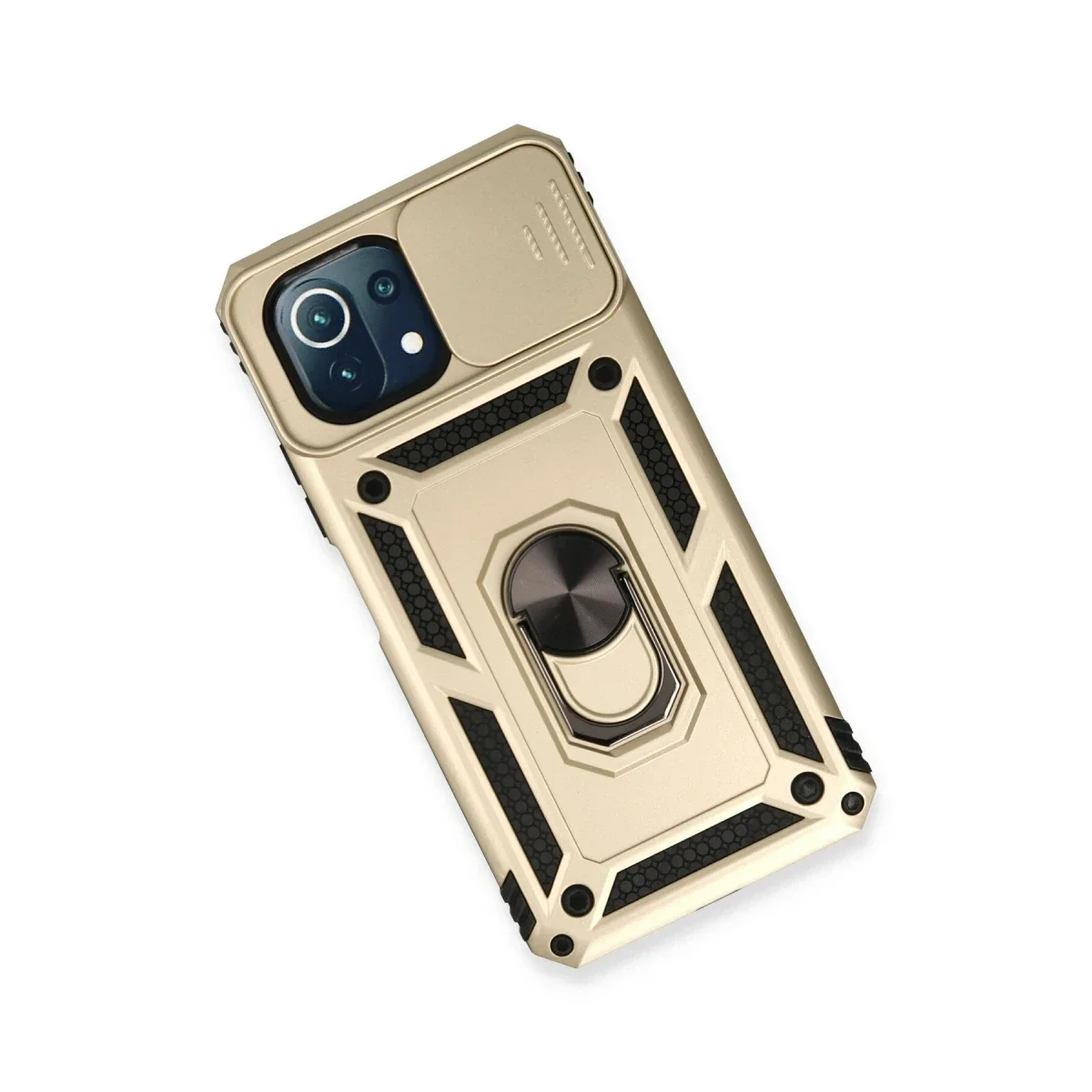 Xiaomi Mİ 11 Lite Kılıf Pars Lens Yüzüklü Silikon - Gold görsel 3