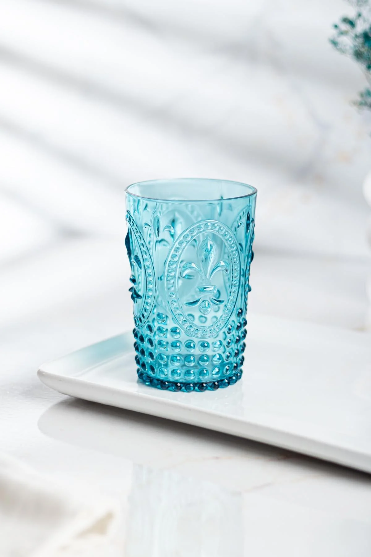 Akrilik Aquamarin 6'lı Kısa Bardak & Su Meşrubat Kahve Yanı Bardağı 400 ml ( Cam Değildir ) görsel 4
