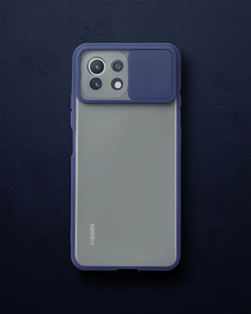 Xiaomi Mi 11 Lite Kılıf Palm Buzlu Kamera Sürgülü Silikon - Lacivert