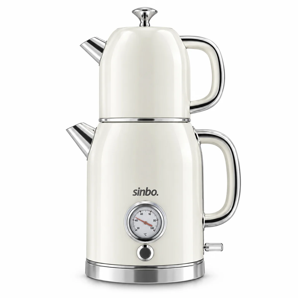 Elektrikli Retro Çay Seti 1600W Cam Demlik 1.8L+1L Derece Göstergeli görsel 3