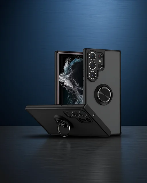 Samsung Galaxy S25 Ultra Kılıf Montreal Yüzüklü Silikon Kapak - Siyah