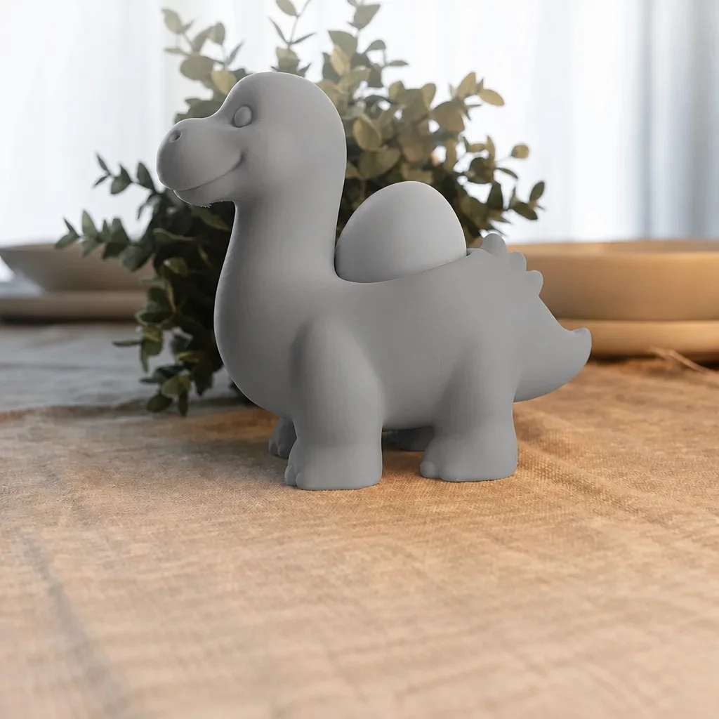 3D Baskı Dinozor Yumurtalık - Sevimli Eggosaurus Yumurta Tutucu-Gri görsel 3