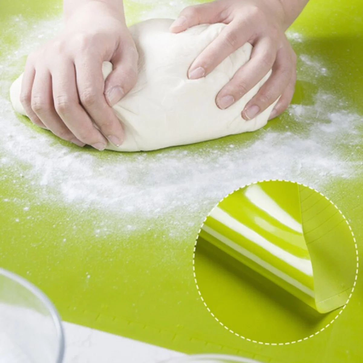 30*40 cm Hamur Matı Silikon Ölçekli Kullanımı Kolay Hamur Açma Matı görsel 5