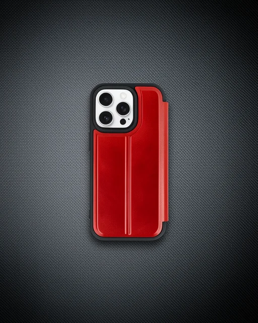 Apple İphone 15 Pro Max Kılıf Flip Cover - Kırmızı